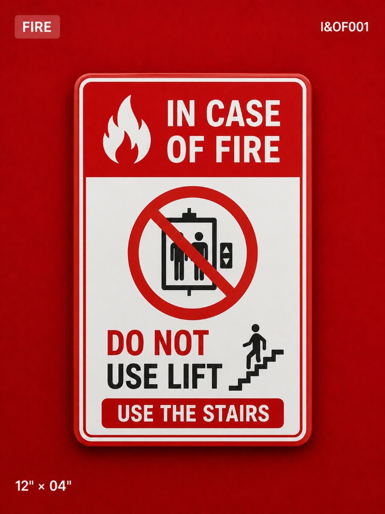 In Case of Fire — Do Not Use Lift